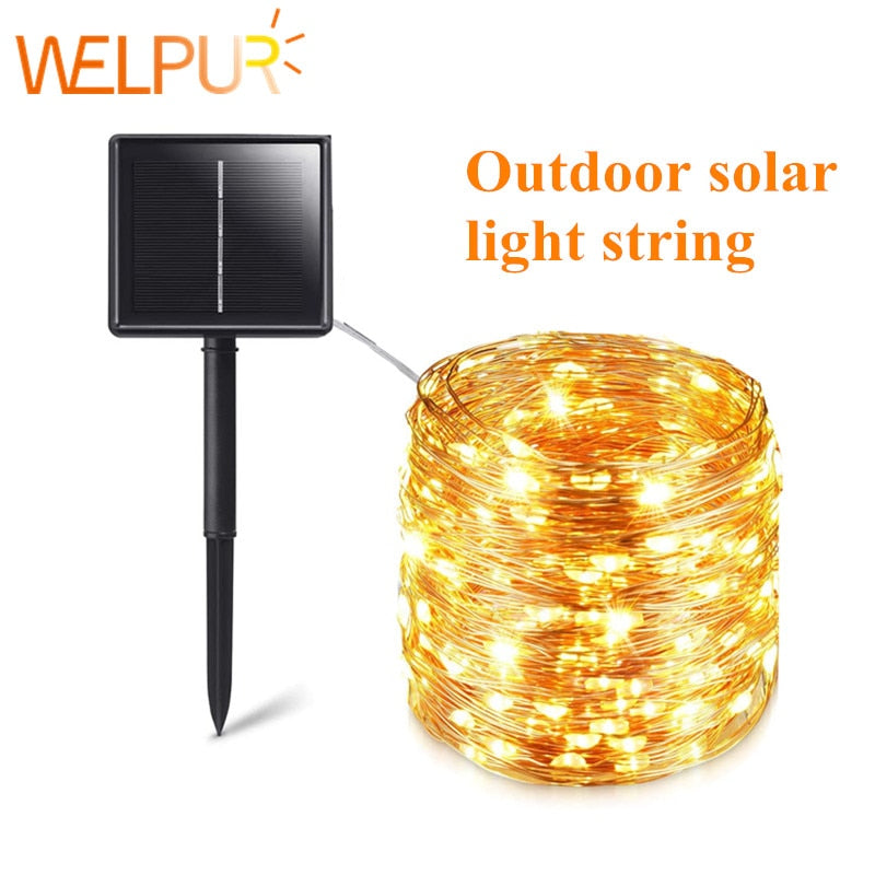 Solar String Fairy Lights 12m 100LED / 5M 50 LED  Waterproof Outdoor Garland Solar Power Lamp Christmas For Garden Decoration