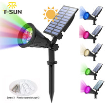 Load image into Gallery viewer, T-SUNRISE Solar Powered 4/7 LED Lamp Adjustable Solar Spotlight In-Ground IP65 Waterproof Landscape Wall Light Outdoor Lighting
