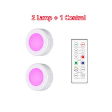 Load image into Gallery viewer, Under Cabinet Light Puck Lights LED Dimmable Battery Powered Counter Lights with Wireless Remote Controls for Kitchen Wardrobe
