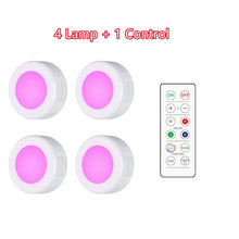 Load image into Gallery viewer, Under Cabinet Light Puck Lights LED Dimmable Battery Powered Counter Lights with Wireless Remote Controls for Kitchen Wardrobe
