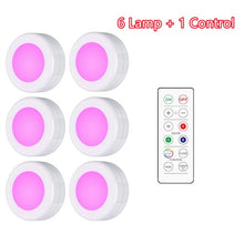 Load image into Gallery viewer, Under Cabinet Light Puck Lights LED Dimmable Battery Powered Counter Lights with Wireless Remote Controls for Kitchen Wardrobe
