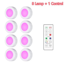 Load image into Gallery viewer, Under Cabinet Light Puck Lights LED Dimmable Battery Powered Counter Lights with Wireless Remote Controls for Kitchen Wardrobe
